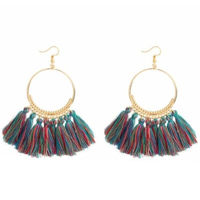 Fako Bijoux® - Oorbellen - Bohemia - Kwastjes Ring - Mix - Goudkleurig
