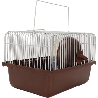 Cage pour Hamster Respirante Portable Maison pour Petits Animaux avec Bouteille d'Eau Bol Roue d'Exercice pour Cochon d'Inde Lapin gray