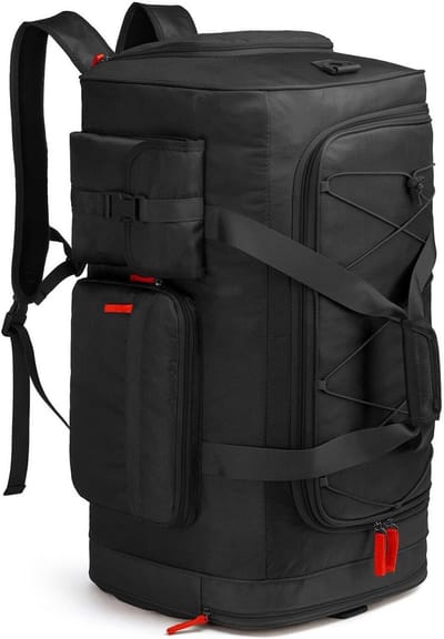 Grote 75 Litre Reistas voor Sport en Weekend, Rugzak met Schoencompartiment, Zwart, 24 Inch