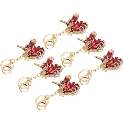 6 stuks Sleutelhangers Cartoon Stijl Glanzende Glans Metaal Decoratief Praktisch Compact Draagbaar Sleutelhangers rood
