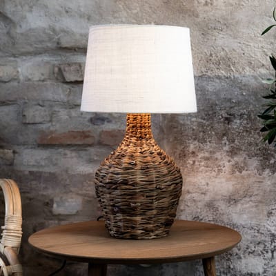 Markslöjd Tafellamp Paglia, naturel/wit, rotan/jute, hoogte 58 cm