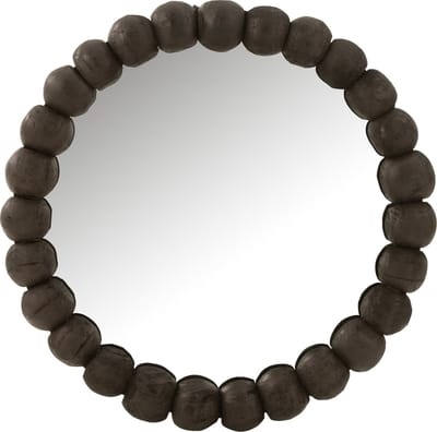 J-Line spiegel Bollen - hout - zwart - Ø 80 cm