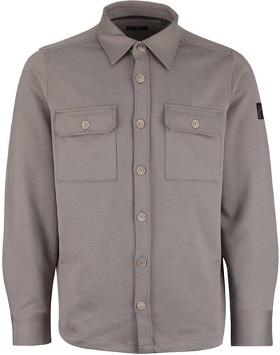 Taupe Overshirt Casa Moda twill structuur en knoopsluiting