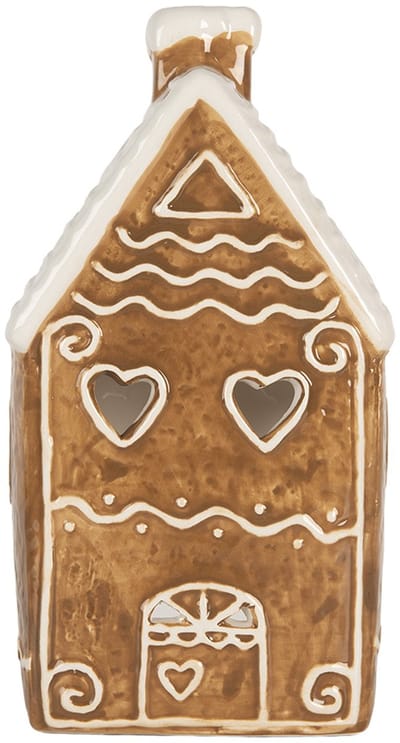 Clayre & Eef Waxinelichthouder Huis 11x9x21 cm Bruin Keramiek