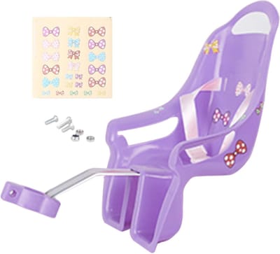 Poppenfietsstoeltje - Fietsstoel voor poppen - Kinderfiets accessoires - Inclusief stickers - 39x21x14 cm - Paars