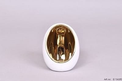 Egg theelicht wit/goud 10x13 cm