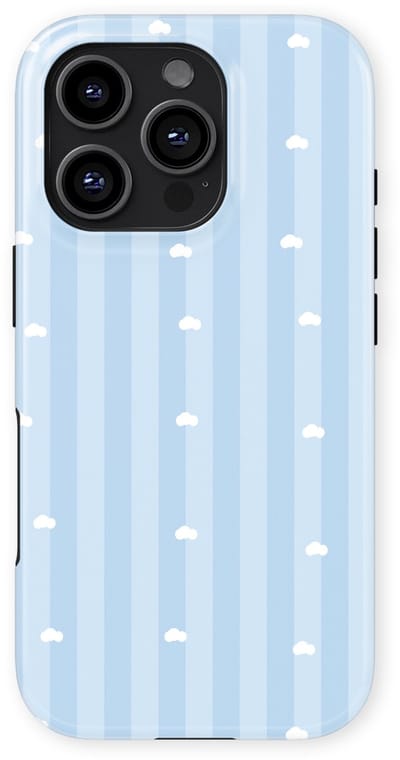 DripCase Hoesje geschikt voor iPhone 16 Pro | Happy Stripes Motief | Magnetisch Opladen | 2-in-1 Ontwerp | Vrolijke Backcover geschikt voor iPhone 16 Pro Cotton Sky