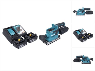 Makita DBO 382 RT accu-schuurmachine 18 V 93 x 185 mm borstelloos + 2x accu 5,0 Ah + oplader