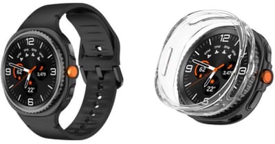Strap-it Bundel: Siliconen bandje met gespsluiting (zwart) + TPU Soft case hoesje (transparant) – stijlvol & beschermend – geschikt voor Galaxy Watch 8 Classic 46mm