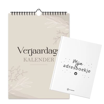 Fyllbooks Verjaardagskalender met Adresboekje Voordeelset – Beige – Quotes
