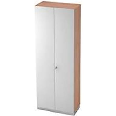 Garderobekast, 2 bladen, B 800 x D 420 mm, notenhoutpatroon/zilver
