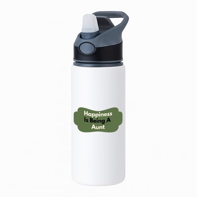 Hacebo® - happiness is being a aunt waterfles met rietje zwart - Tante - de liefste tante - verjaardag - cadeautje voor tante - tante artikelen - kado - geschenk - water fles - 650ML
