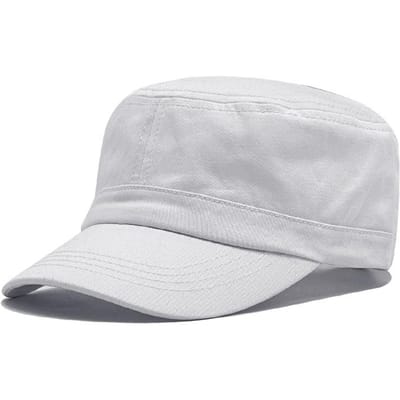 Lente en Zomer Platte Top Hoed Mannen en Vrouwen Modieuze Dunne Ademende Baseballpet Buiten Gepersonaliseerde Zonneklep Militaire Hoed Baseballpet M（56-58cm） white