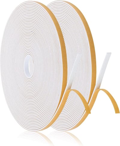Dichtband voor ramen en deuren, 2 rollen, 6mm x 1.5mm, tochtwerend, sterk kleefmiddel, 10m lang, wit