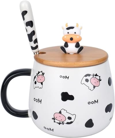 Schattige Dieren Koffiemok met Deksel en Lepel, Keramische Theekop, Kawaii Cartoon Mok voor Vrouwen, Perfect als Cadeau voor Verjaardagen en Kantoorgebruik