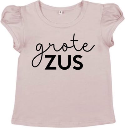 Strijkapplicatie Grote Zus - Zwart - 16.5 x 9.5 cm