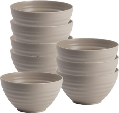 Plasticforte Soepkommen - 8x - D15 x H8 cm - taupe - kunststof - onbreekbaar - servies
