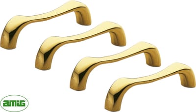 AMIG Lade Handgreep Kast Meubelgreep – Hartafstand 76mm - 4 stuks - Gepolijst Massief Messing - Luxe Meubelonderdeel Goud