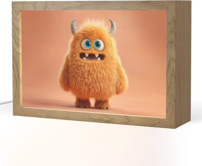 Nachtlampje 30x20 cm - Kinder lampje - Monster - Knuffel - Oranje - Tafellamp kinderkamer - Slaapkamer lamp - Bedlamp kinderen - Kinderlampje stopcontact - Wandlamp babykamer - Nachtlampjes