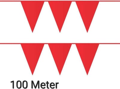 100 meter Rood Vlaggenlijn Versiering - 10 stuks- Huwelijk - Jubileum- Halloween - Slingers - Verjaardag- Koningsdag