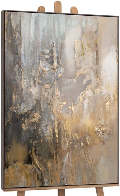 Canvas schilderij groot handgeschilderd gouden horizonten abstract warm – YS-Art Gallery – Luxe wanddecoratie voor woonkamer – Modern schilderij voor slaapkamer en kantoor