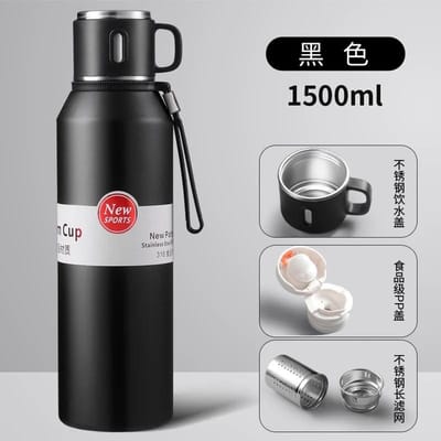 Grote 1500ml thee koffie thermos vacuüm fles houdt warm koud 1L dubbelwandige roestvrijstalen thermos voor waterfles vacuümflessen 600-1500ml