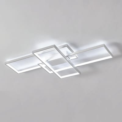 Haobosic - Moderne witte LED plafondlamp 54W, 3 rechthoekige aluminium spots, LED binnenspot voor slaapkamer, 6500K koelwit licht (diameter 90cm)