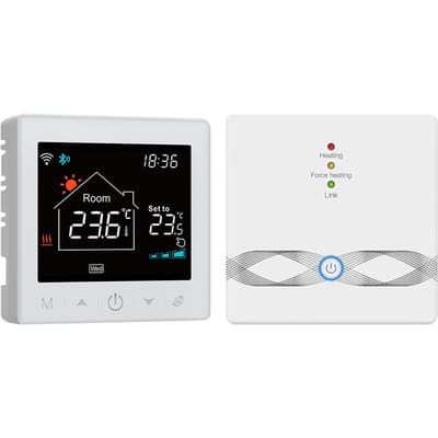 Thermostat de chaudière Intelligent WIFI avec récepteur, écran LCD de 3.5 pouces, Thermostat Intelligent avec blanc