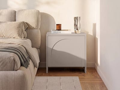 Vente-unique Set van 2 nachtkastjes met 1 deur - Beige - NALYRA van Maison Céphy