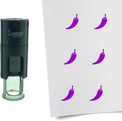 CombiCraft Stempel Chili Peper 10mm rond - Paarse inkt