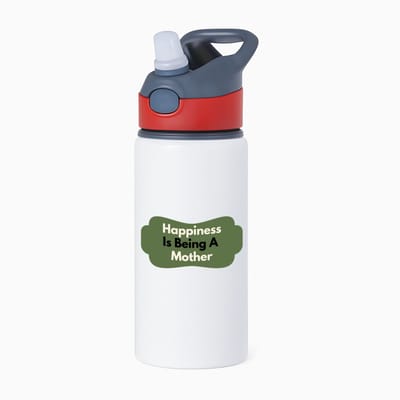 Hacebo® - happiness is being a mother waterfles met rietje rood - Moeder - de liefste moeder - Moeder cadeautjes - moederdag - verjaardag - geschenk - kado - water fles - 650ML
