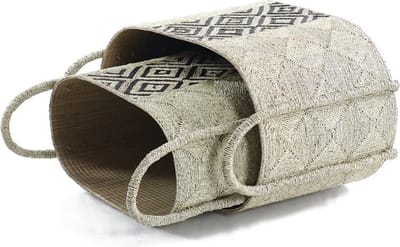 Canal Living - Storere manden - Set van 2 manden - 64 x 40 x 51 cm - Verfijnd Ikatpatroon - Hoogwaardig materiaal - Handgemaakte mand