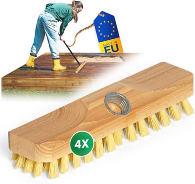 Set van 4 houten schrobbers met PPN-borstels voor binnen en buiten