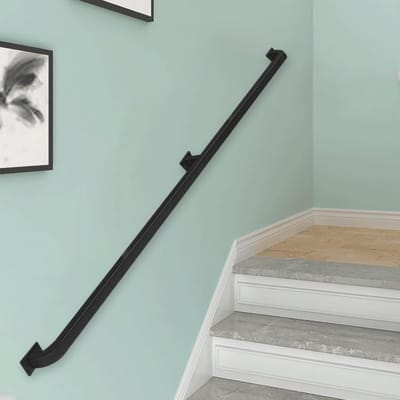 Metalen Trapleuning - Wandsteun Handgreep - Veiligheid Thuis - Eenvoudige Montage - 120cm Lengte - Zwart