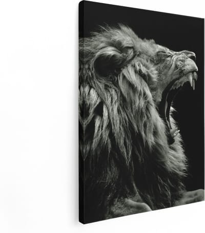 Artaza Canvas Schilderij Leeuwenkop - 30x40 cm - Klein - Muurdecoratie Dierenkop - Wanddecoratie Woonkamer - Kamer Accessoires