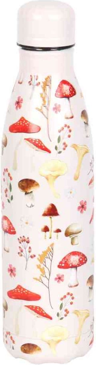Something Different - All Over Mushroom Print Metal Waterfles - Multicolours