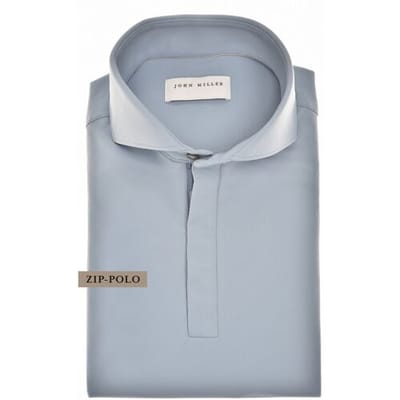 John Miller Polo Slim Hyperstretch Long Sleeve Zip Collar Midden Blauw Melange / male
