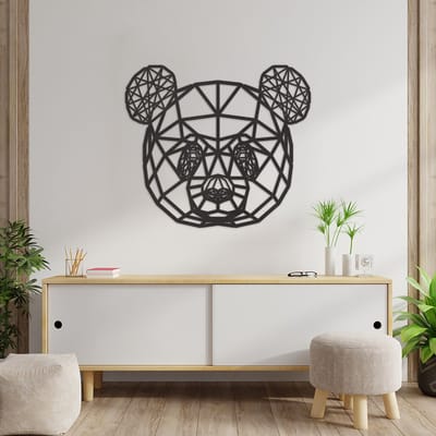 Geometrische Wanddecoratie Panda - Geometrische Muurdecoratie Panda - Geometrische Panda - Muurdecoratie Hout - Wanddecoratie Hout - Muurdecoratie Woonkamer - Wanddecoratie Woonkamer - Wanddecoratie Industrieel - Wanddecoratie Dieren - 67.5 x 59 cm