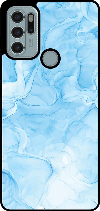Smartphonica Telefoonhoesje Geschikt voor Motorola Moto G60s met marmer opdruk - TPU backcover case marble design - Lichtblauw geschikt voor Motorola Moto G60s