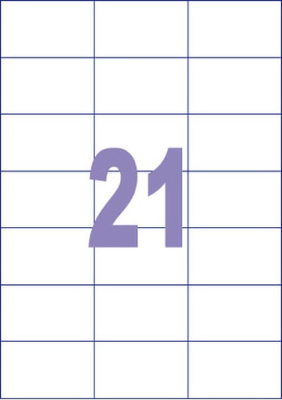 Kangaro etiket - inkjet/laser/kopieer - 70x42,3mm - 100 vel - 21 stickers per vel