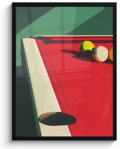 Poster in lijst - Fotolijst 60x80 cm - Posters - Biljarttafel - Ballen - Rood - Schaduw - Posterlijst zwart - Decoratie - Wanddecoratie woonkamer - Muurdecoratie slaapkamer - Kerstversiering - Kerstdecoratie voor binnen - Kerstmis