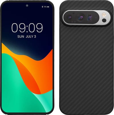 kalibri hoesje geschikt voor Google Pixel 9 Pro XL - aramidehoes voor smartphone - mat zwart