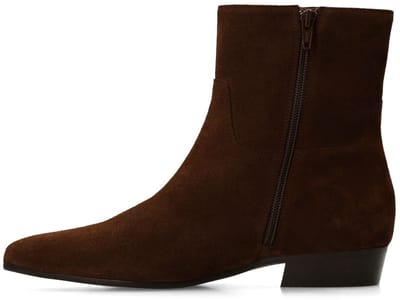Manfield - Dames - Bruine suède enkellaarsjes - Maat 41