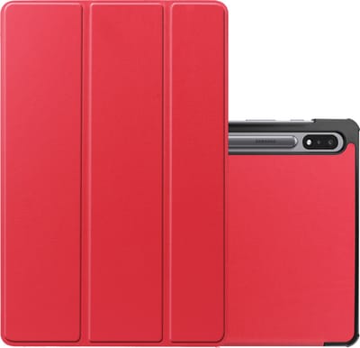 Hoes - Geschikt voor Samsung Galaxy Tab S8 - Dun & Stevig - Trifold Bookcase - Hard Cover - Hardcover Book Case - Tablet Hoesje - Rood