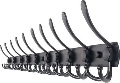 TOJ 30 Haaks Wandkapstok – 96cm - Muur / Wand Kapstok - Hangende Design Muurkapstok - Handdoekrek - RVS - Mat Zwart
