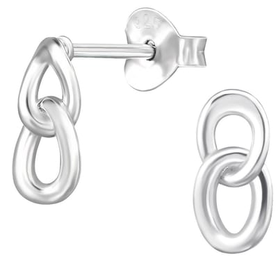 Joy|S - Zilveren gourmet link oorbellen - 2 ovaal ringetjes - 4.5 x 10 mm - oorknoppen
