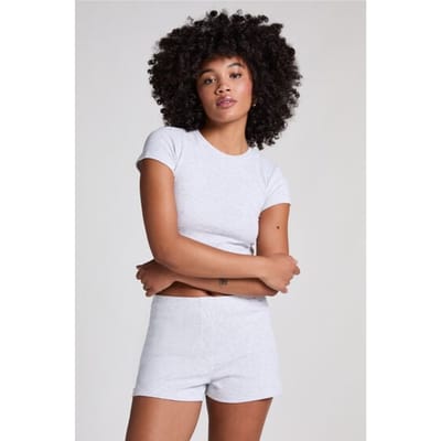 Hunkemöller Dames Nachtmode Pointelle Short - Grijs - maat XL