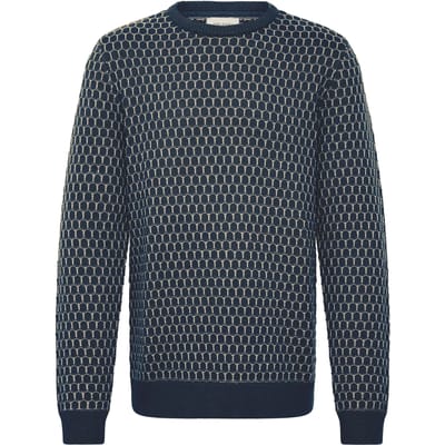 Blend Sweater Boogjes Motief Donkerblauw - Maat L