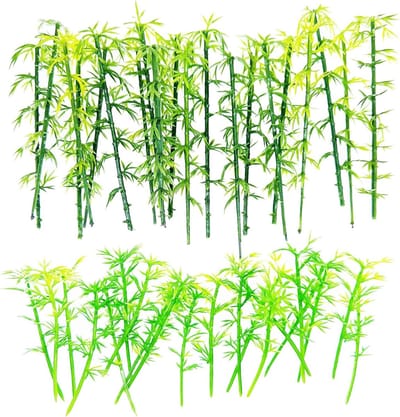40 Stuks Miniatuur Bamboobomen in 2 Maten, Groene Plastic Bamboe voor Landschapsdecoratie, Diorama en Miniatuurtuin (6-8,2 cm)