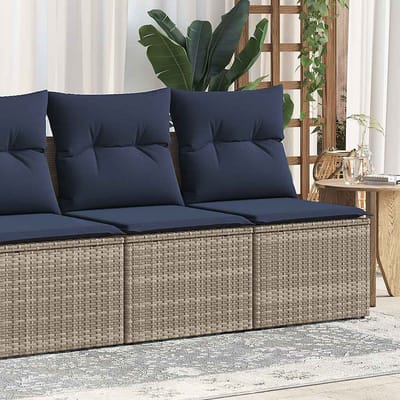 vidaXL - 2-delige - Loungeset - met - kussens - poly - rattan - acacia - grijs